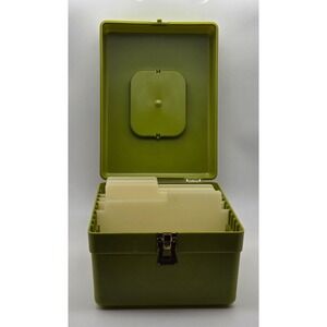 Wilson Vintage Sewing Pattern Storage Box Avocado Green Plastic Organizer USA